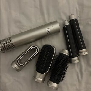 Silver and Black Hair Styling Set with Brushes and Wand